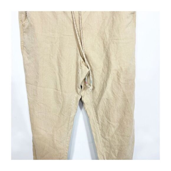 J.Crew Pants Womens Large Tan Linen Blend Tie-Waist Seaside Coastal Comfort - Picture 8 of 8
